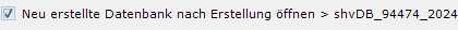 8. Neu erstelle Datenbank öffnen
